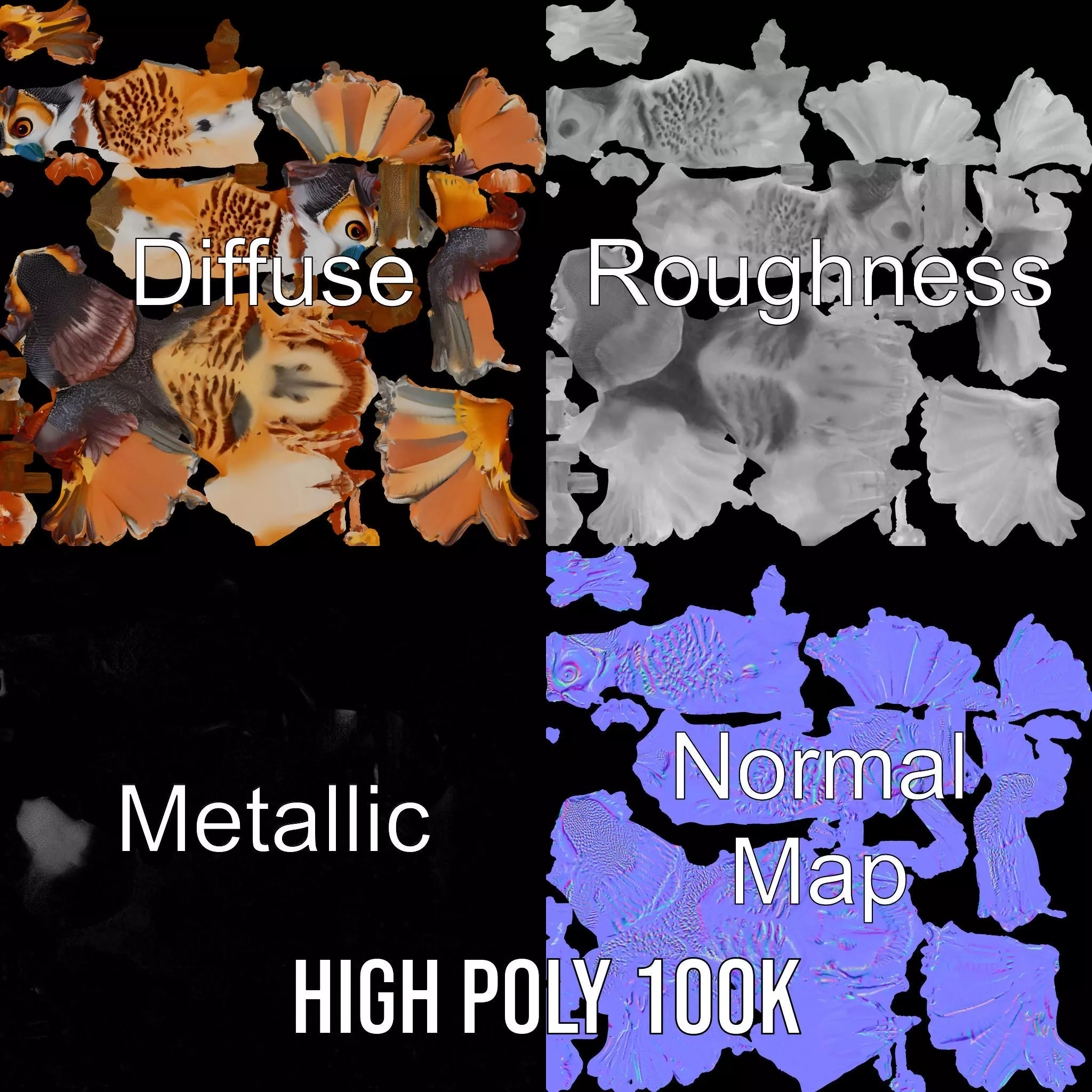 Vibrant Owl Wingspread model pack Low-poly 3D model_4