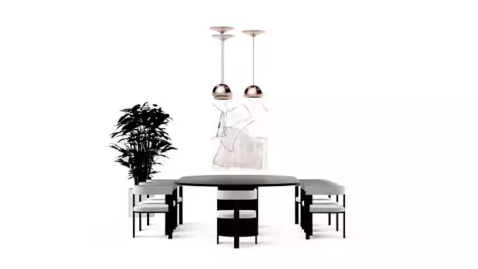 Black and white modern classic dining table set