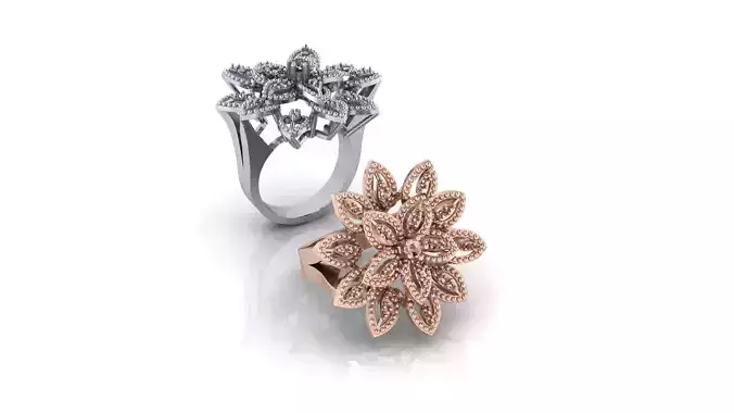 bead setting flower shape jewelry ring 