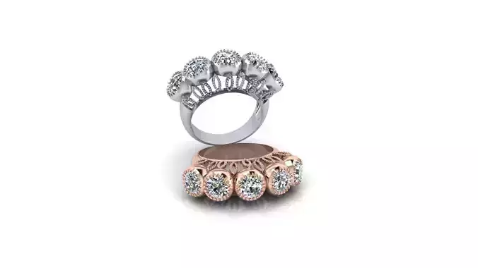 five round bazel setting jewelry ring