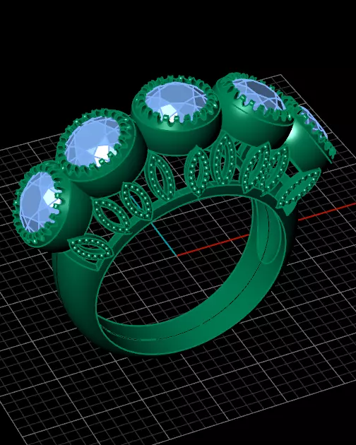 five round bazel setting jewelry ring 3D print model_1