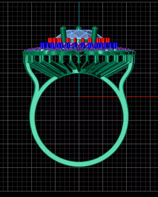 pear pave setting cluster jewelry ring  3D print model_2