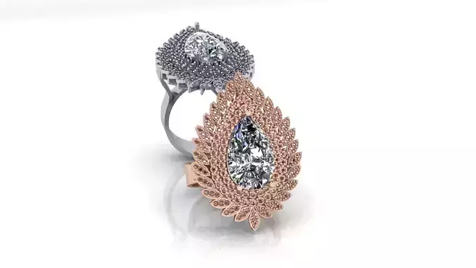 pear pave setting cluster jewelry ring 