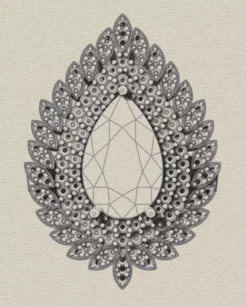 pear pave setting cluster jewelry ring  3D print model_5