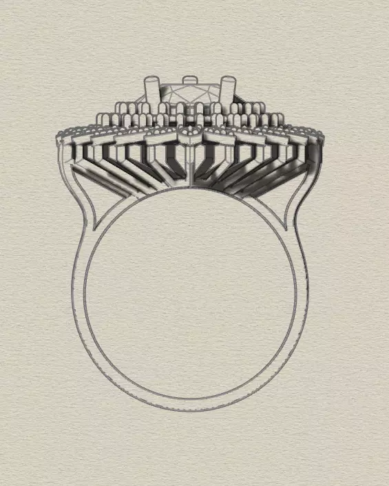 pear pave setting cluster jewelry ring  3D print model_7