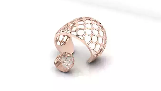 honeycomb bangle and gold ring