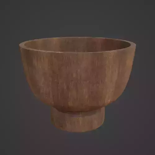 Medieval Wooden Bowl 05 Low-poly 3D model 7