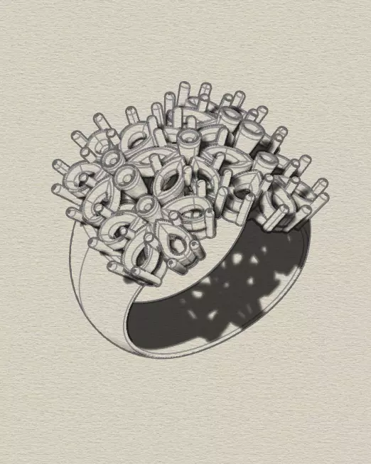 marquise and pear jewelry ring 3D print model_7