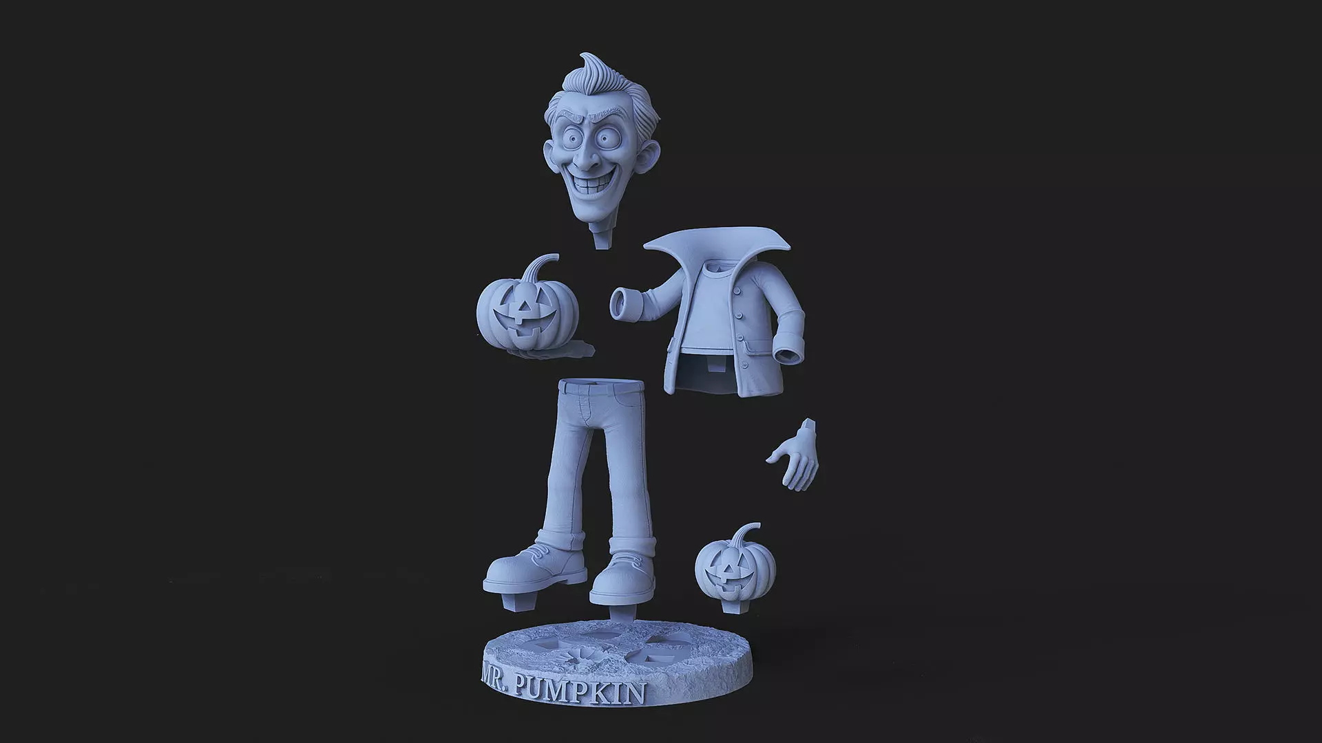 Mr Pumpkin halloween 3D print model_8