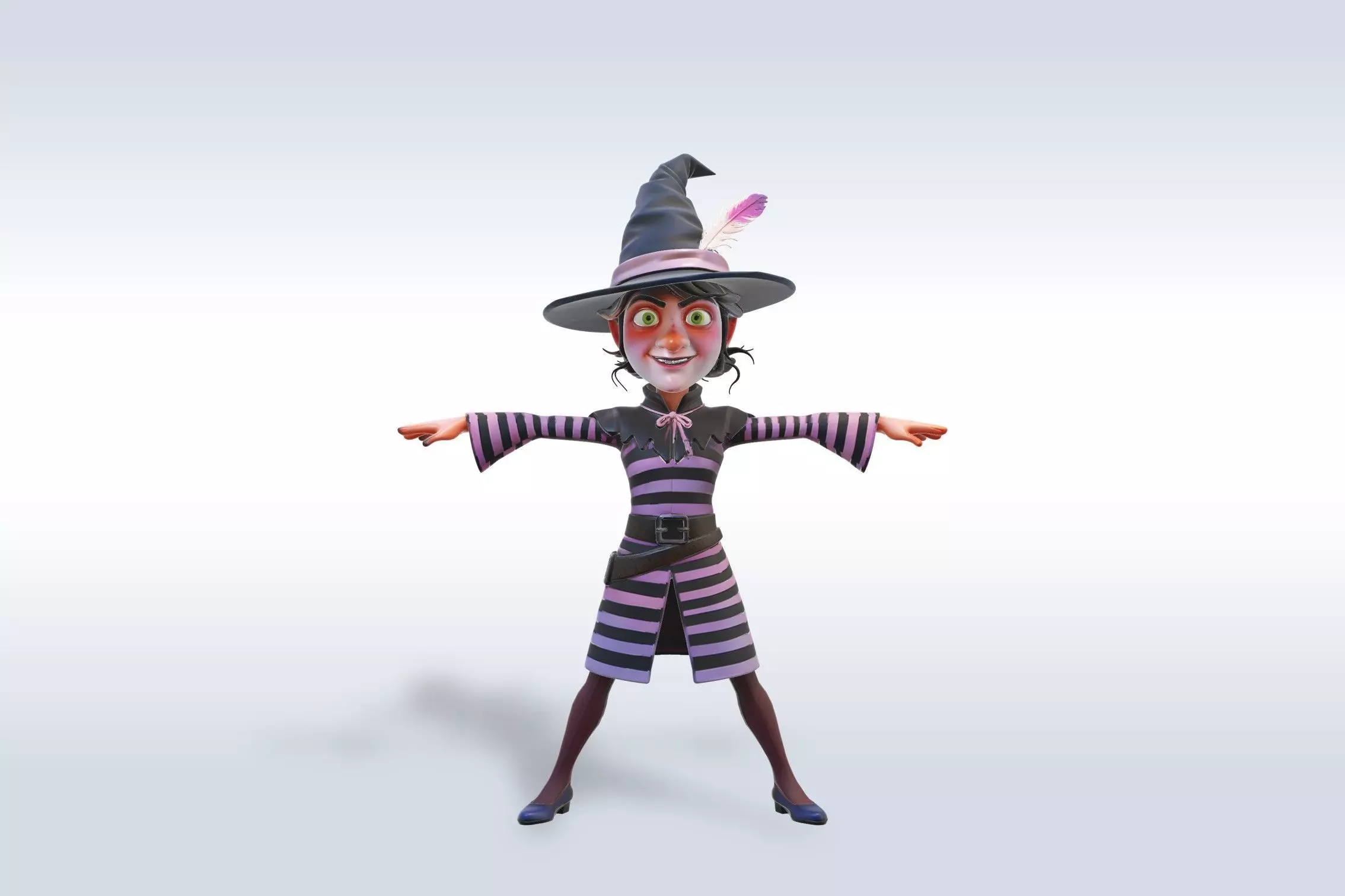 Adorable Witch Halloween Character 3D Model 3D model_0