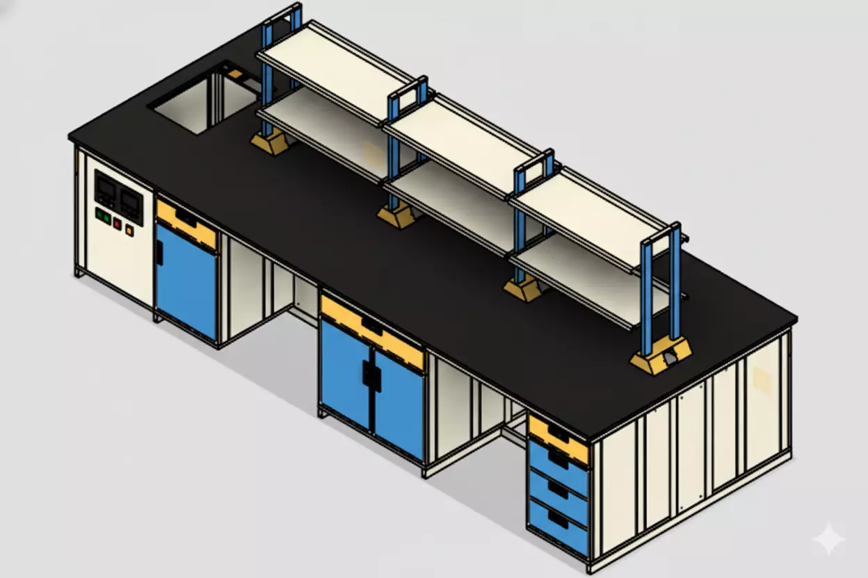 Ergonomic Laboratory Workbench - Professional Lab Furniture 3D model_0