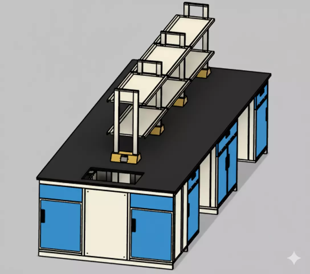Ergonomic Laboratory Workbench - Professional Lab Furniture 3D model_2