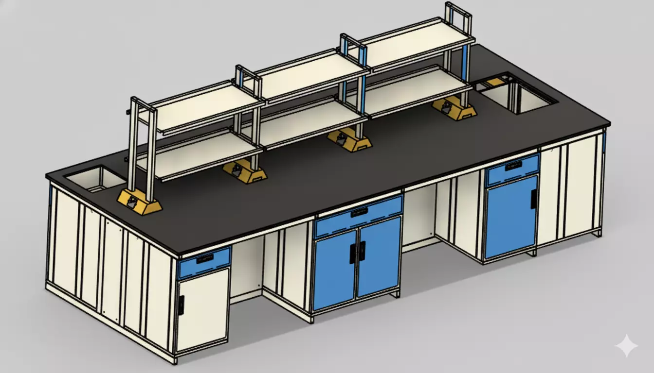 Ergonomic Laboratory Workbench - Professional Lab Furniture 3D model_1