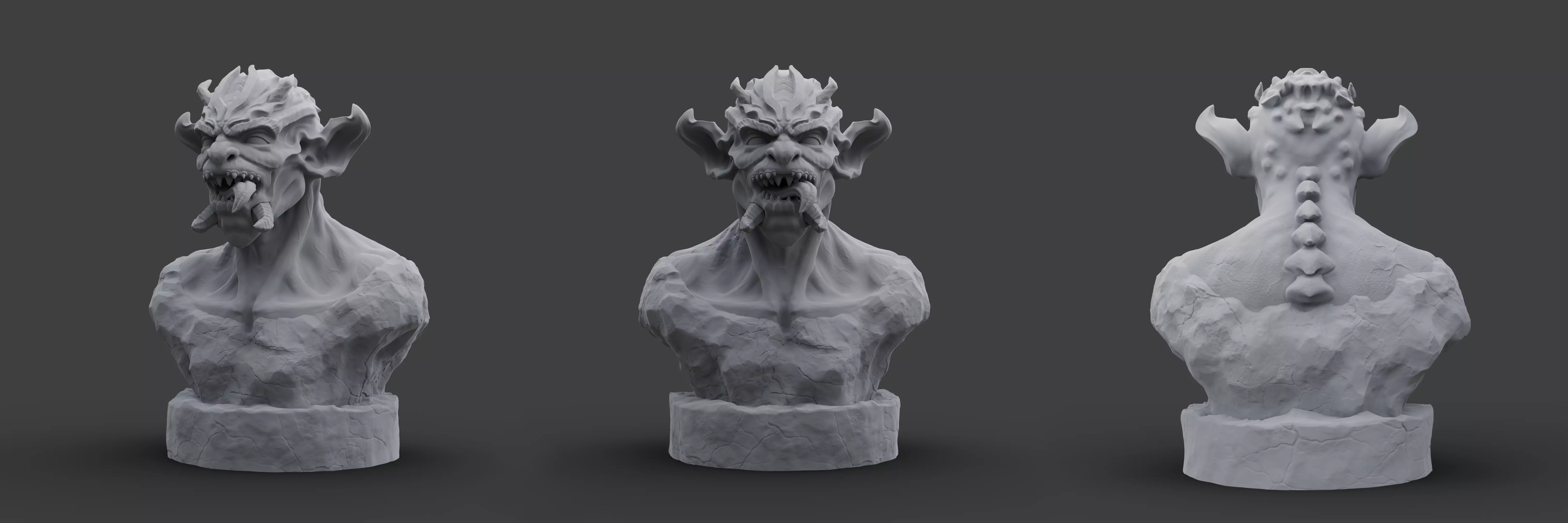 Monster Bust - 3D print STL 3D print model_1