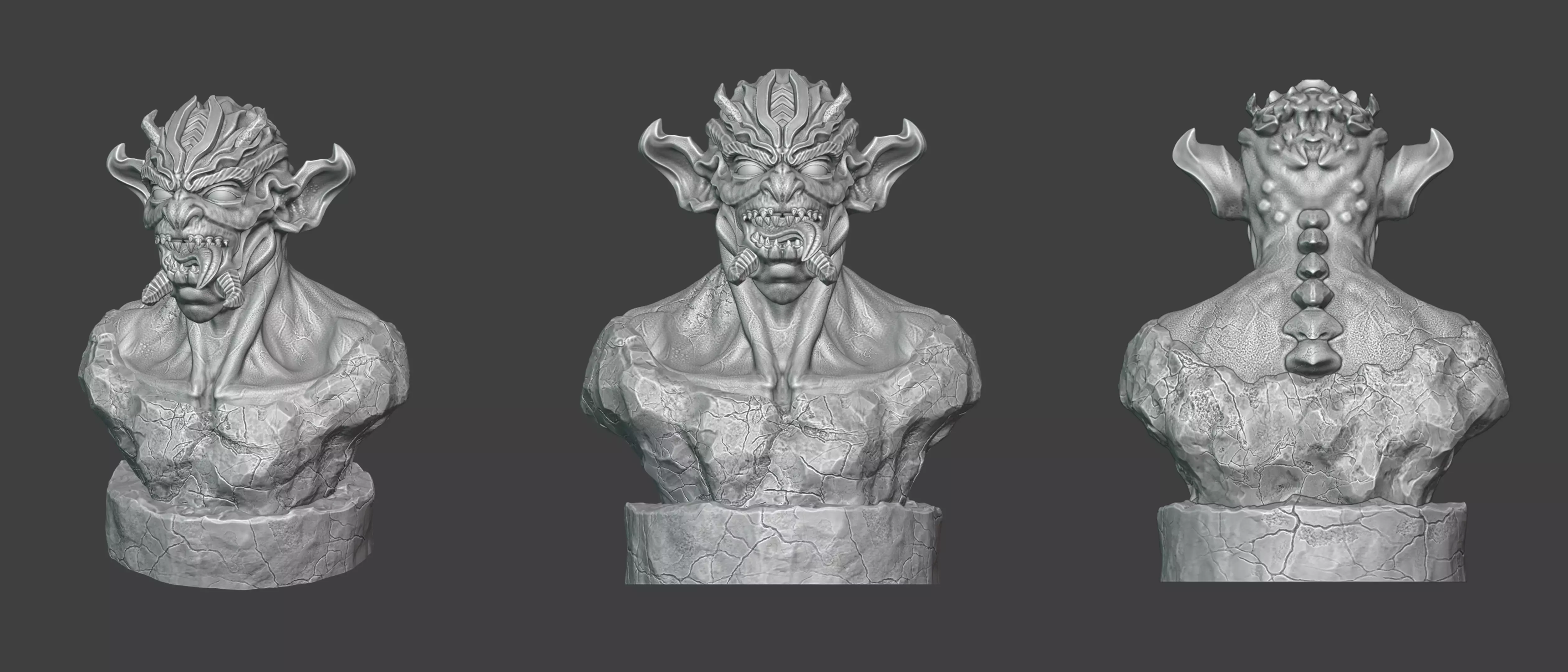 Monster Bust - 3D print STL 3D print model_2