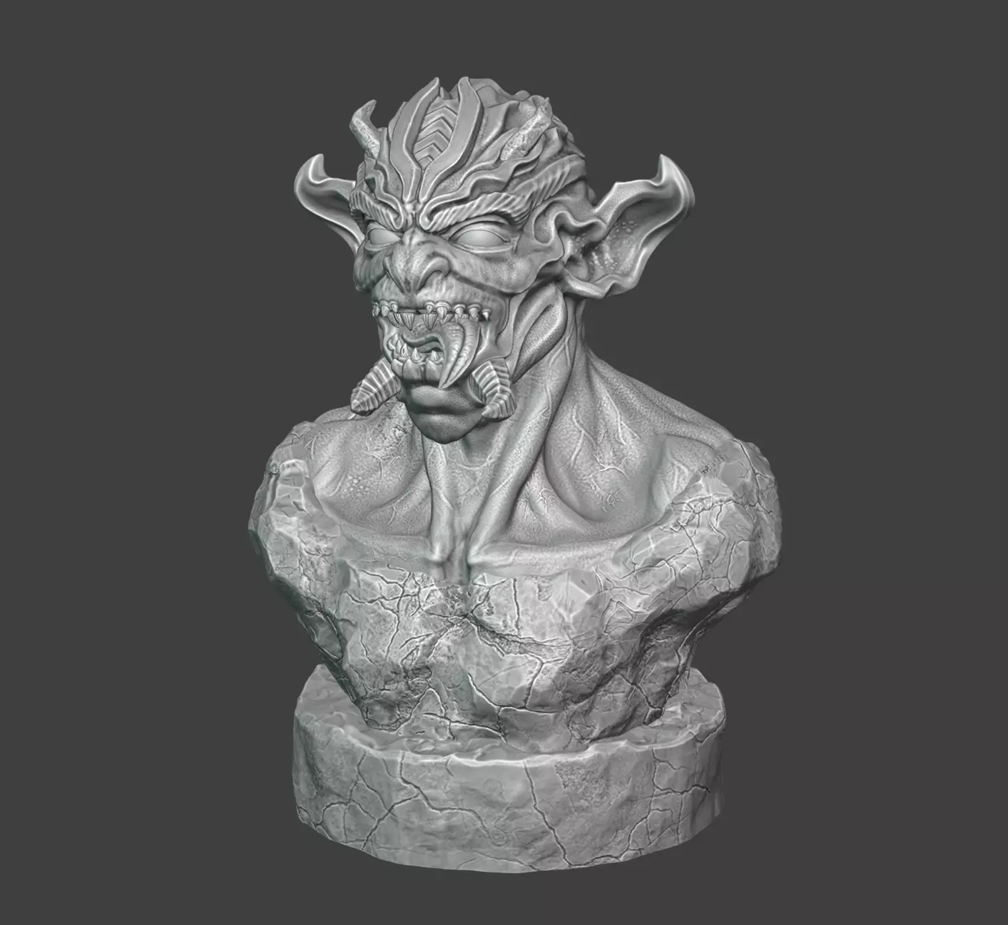 Monster Bust - 3D print STL 3D print model_3