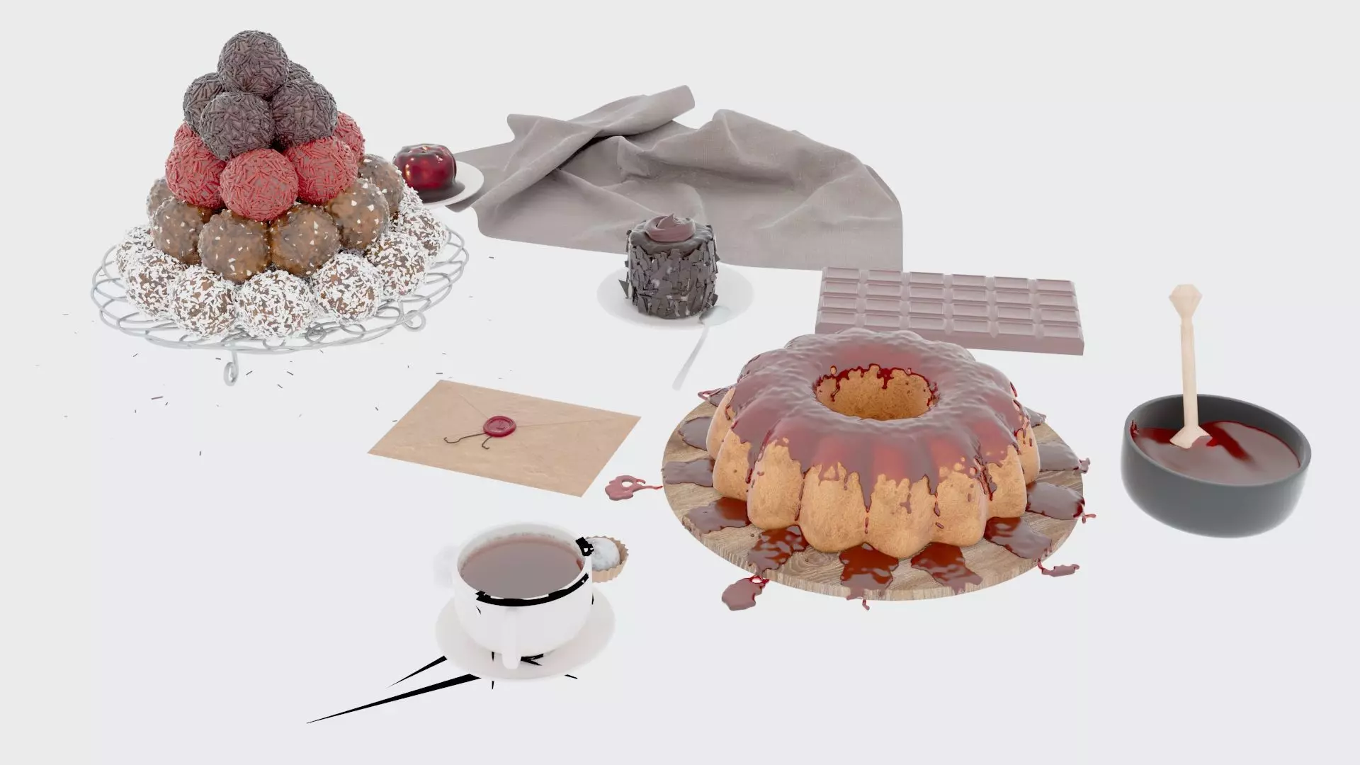 Sweets and Tea 3D model_5