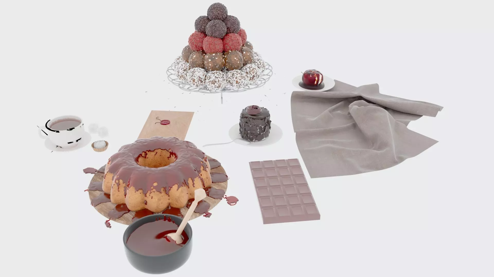 Sweets and Tea 3D model_2