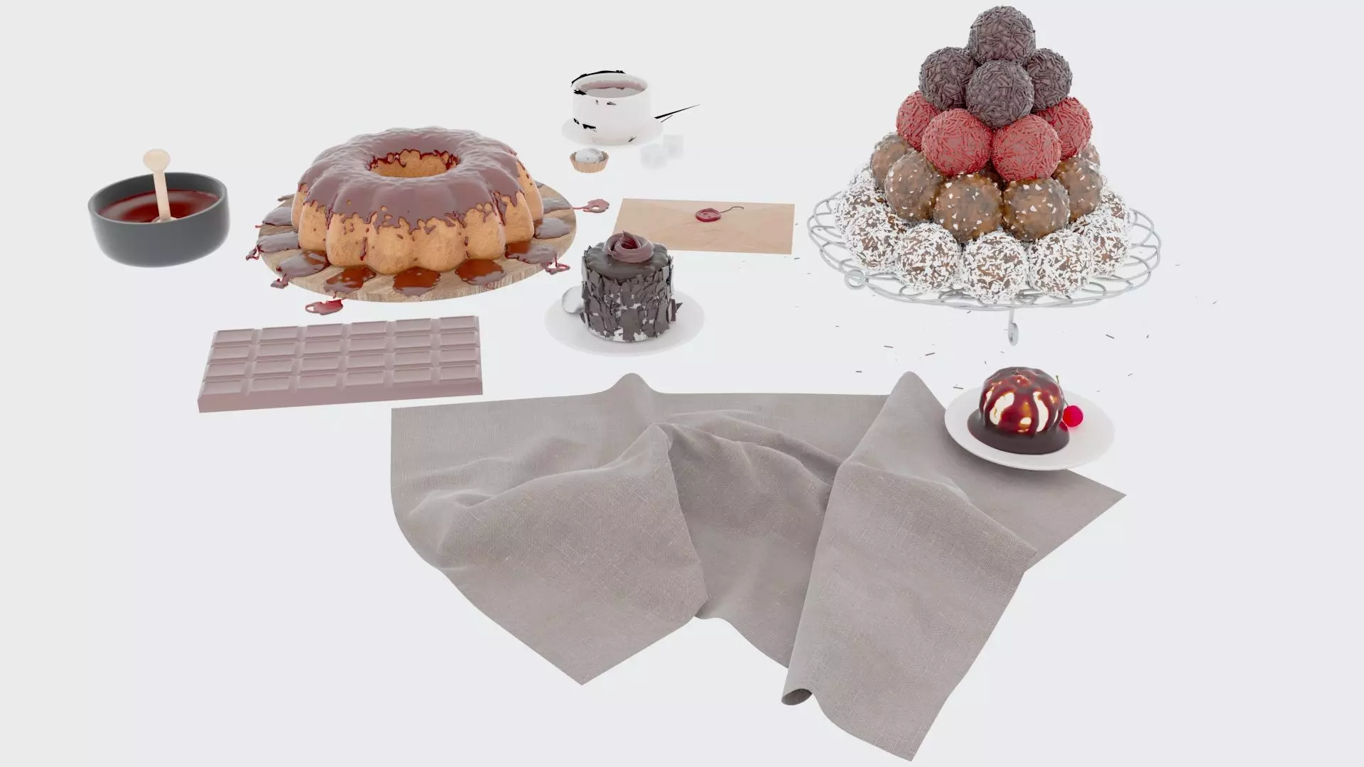 Sweets and Tea 3D model_13