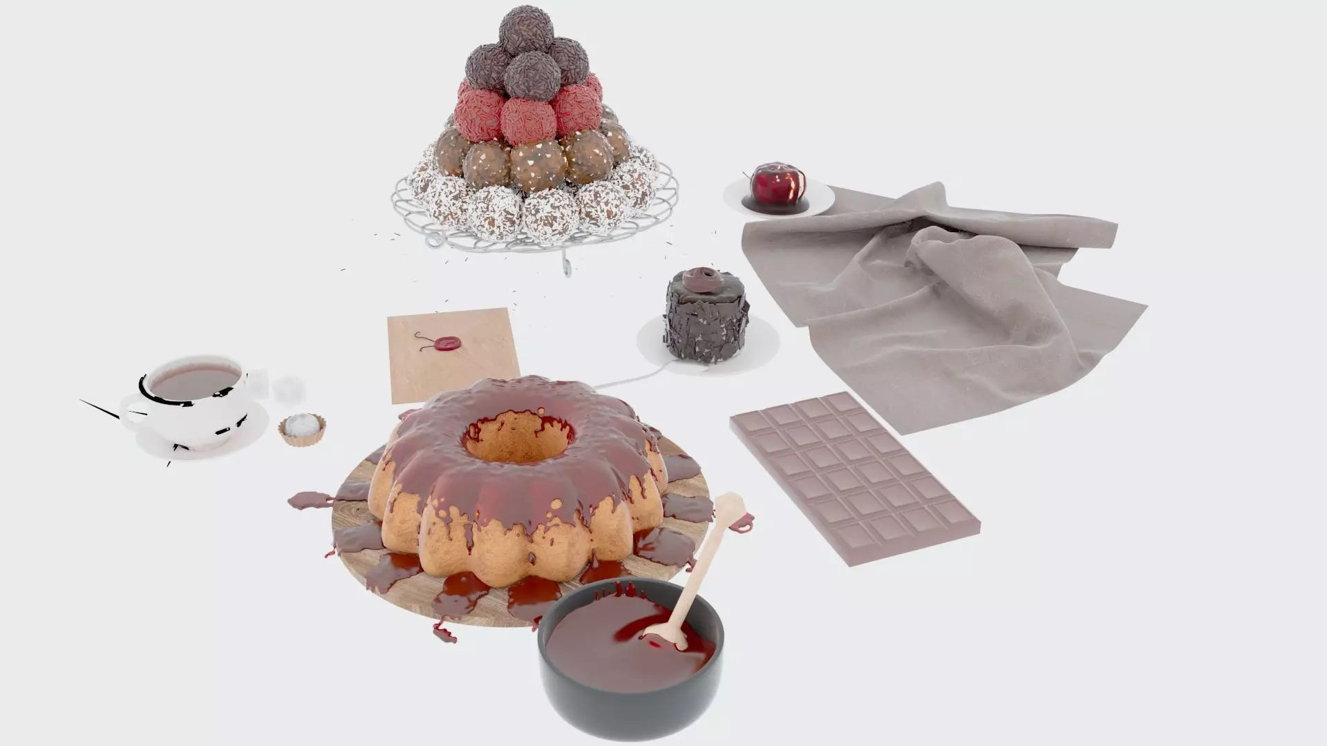 Sweets and Tea 3D model_3