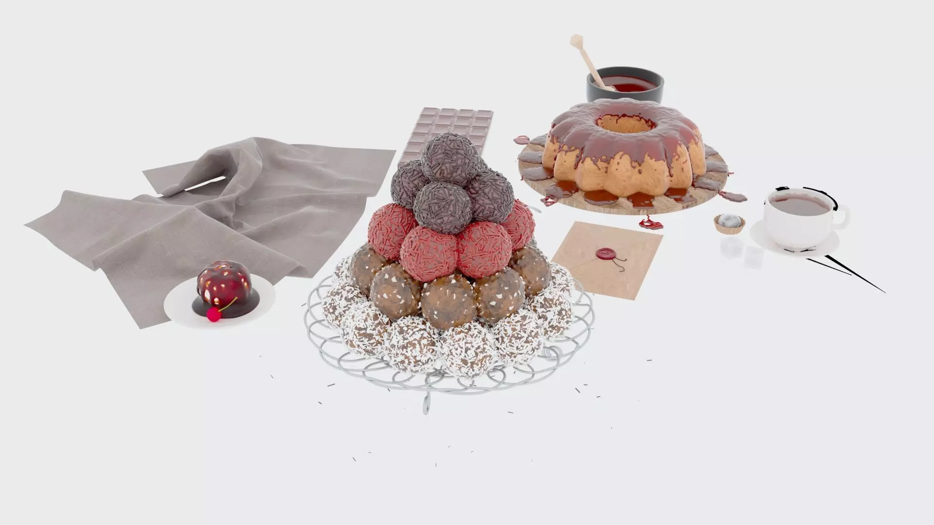 Sweets and Tea 3D model_8