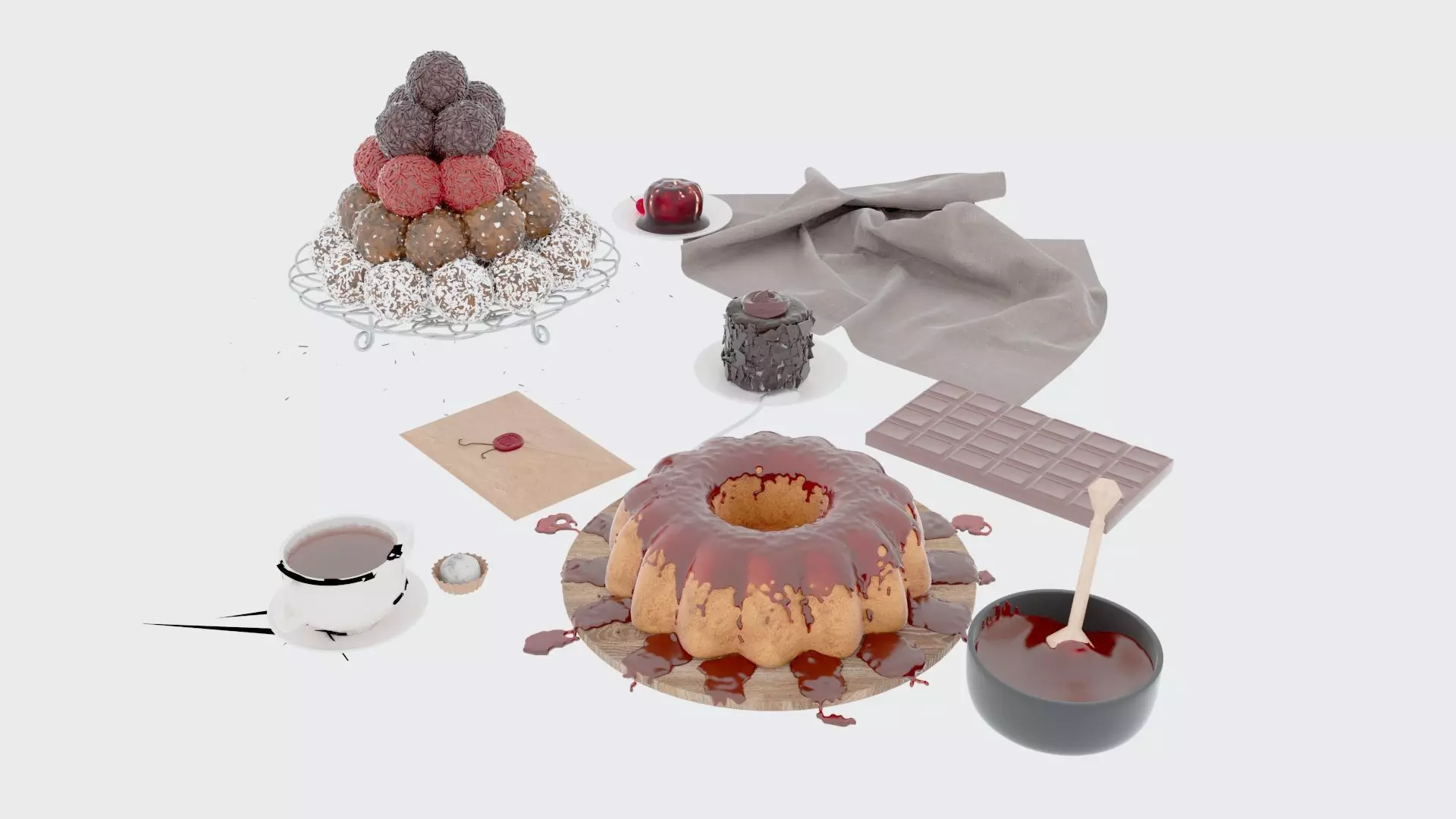Sweets and Tea 3D model_4