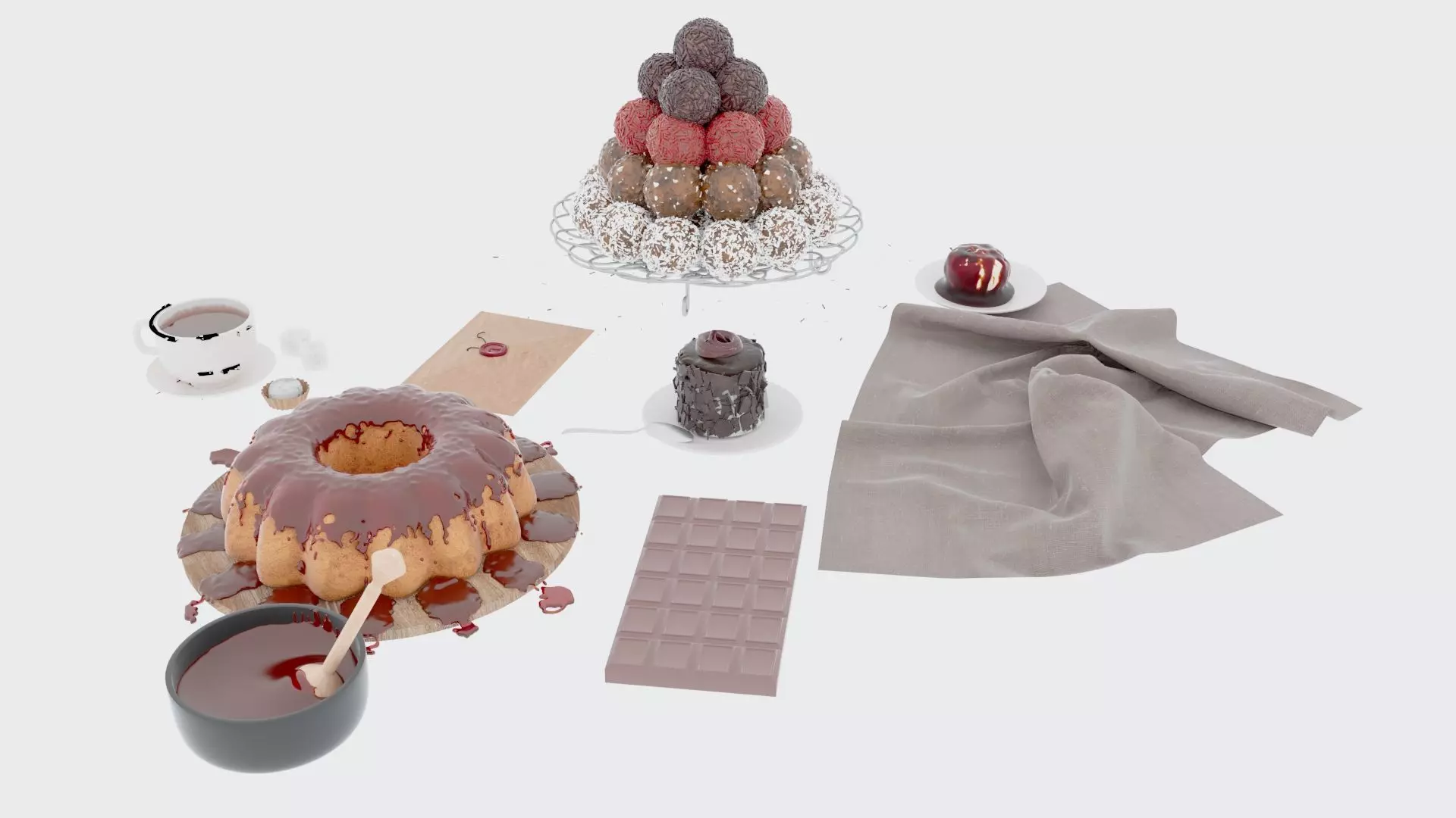 Sweets and Tea 3D model_1