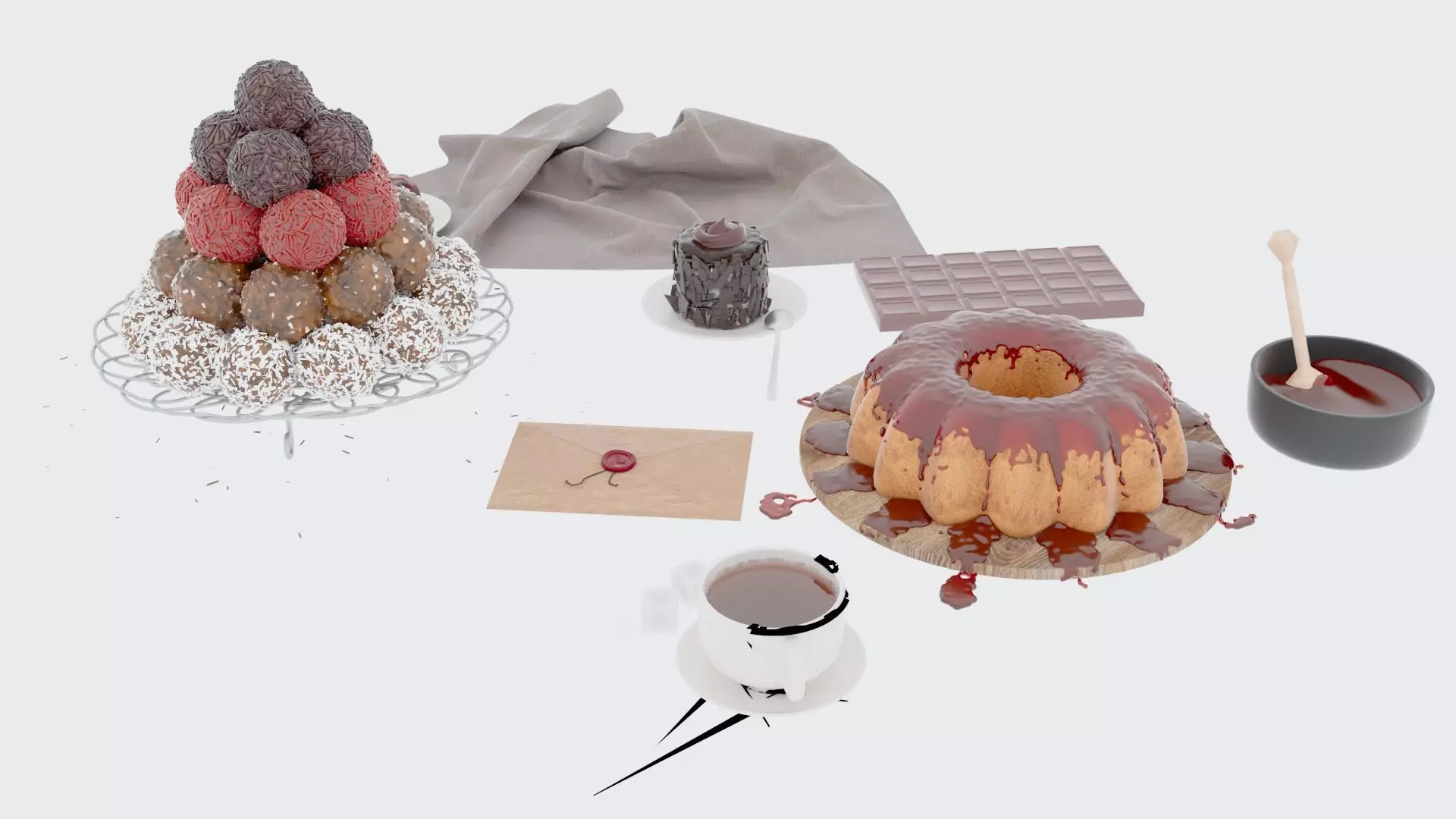 Sweets and Tea 3D model_6