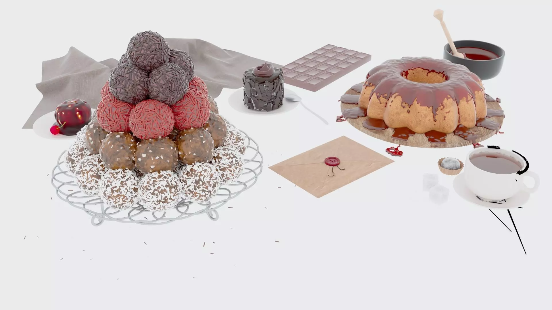 Sweets and Tea 3D model_0