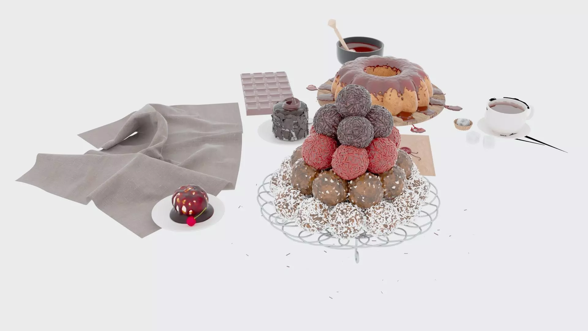 Sweets and Tea 3D model_9