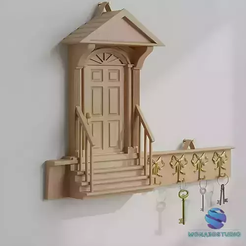  Wooden House Entryway Wall Key Holder - Commercial License