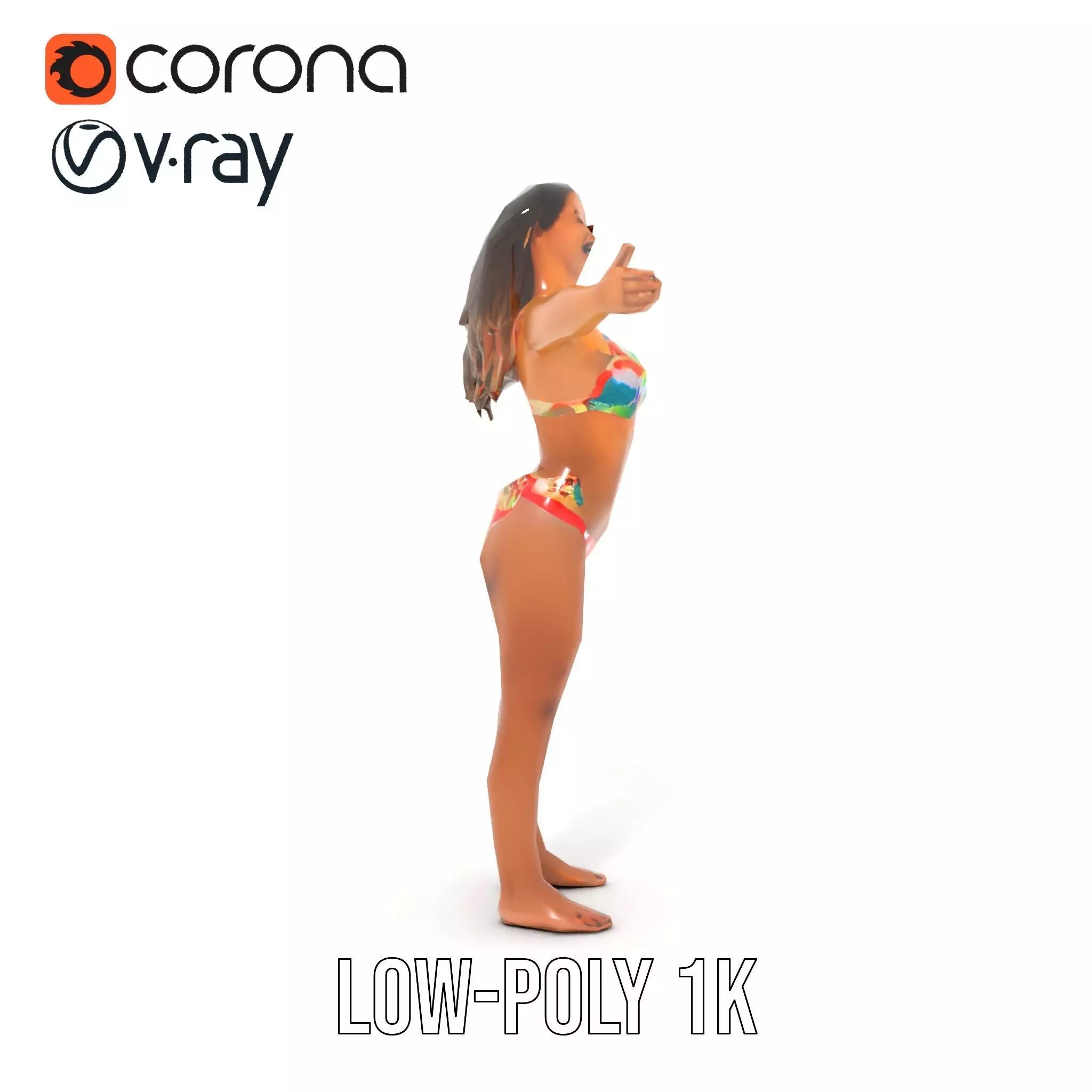 Vibrant TieDye Bikini model pack Low-poly 3D model_15