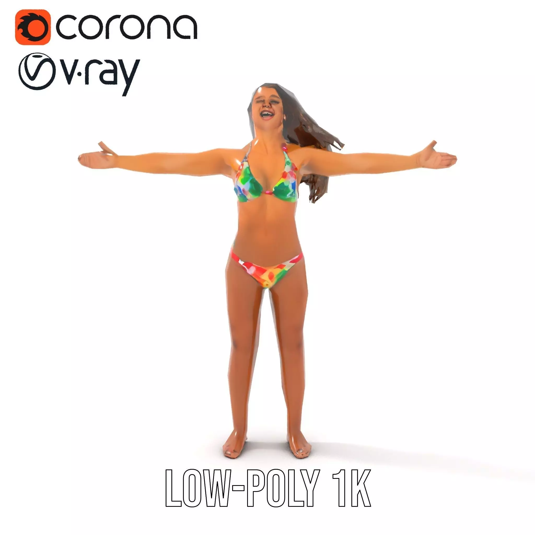 Vibrant TieDye Bikini model pack Low-poly 3D model_18