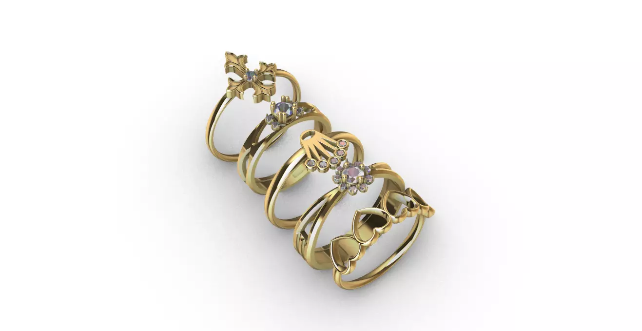 pack anillos para mujer -v- 3D print model_3