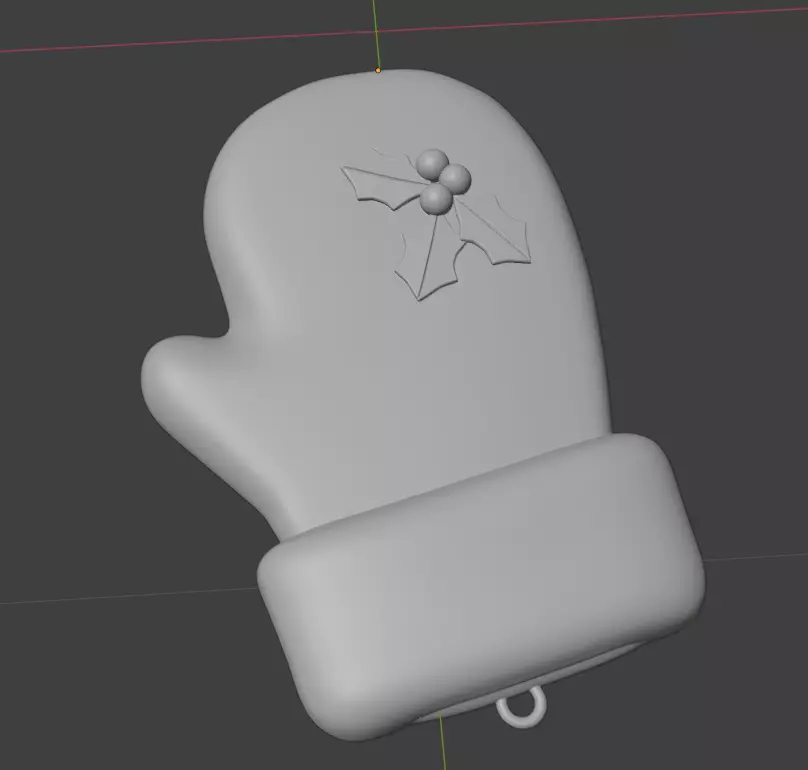 Mitten ornament with holly 3D print model_2