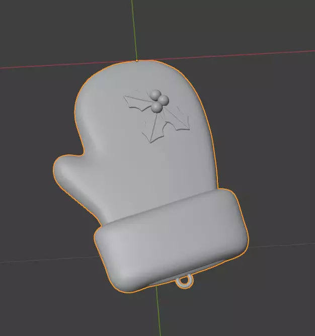 Mitten ornament with holly 3D print model_1