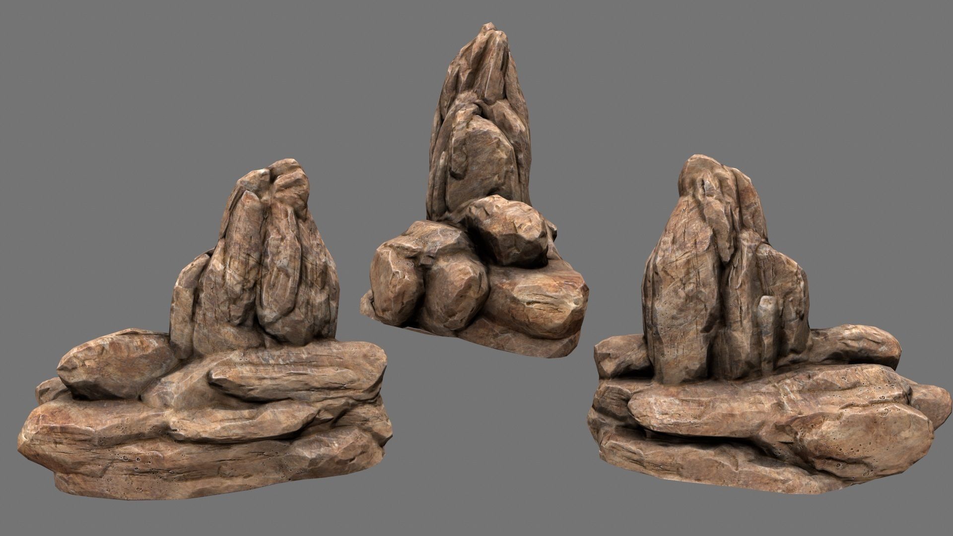 Rock Set rocks for short game Low-poly 3D model_5