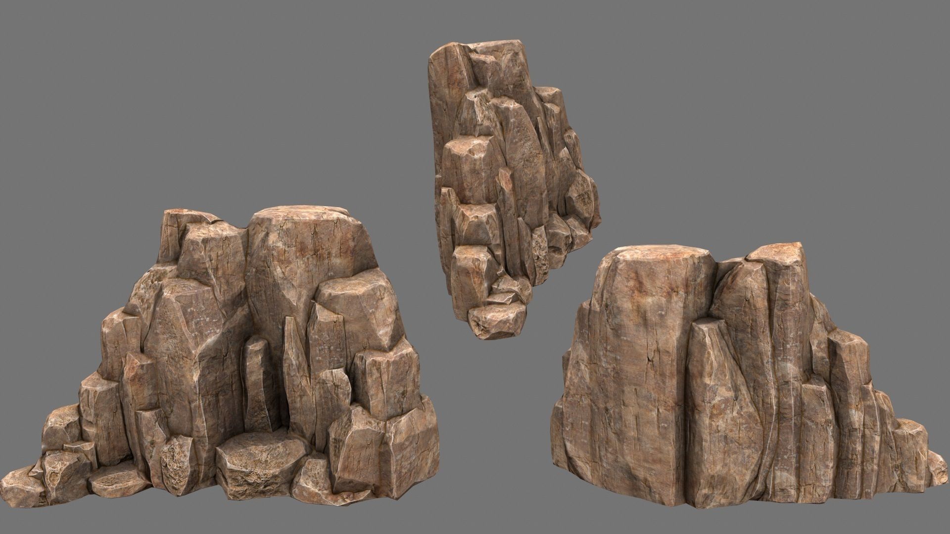 Rock Set rocks for short game Low-poly 3D model_1