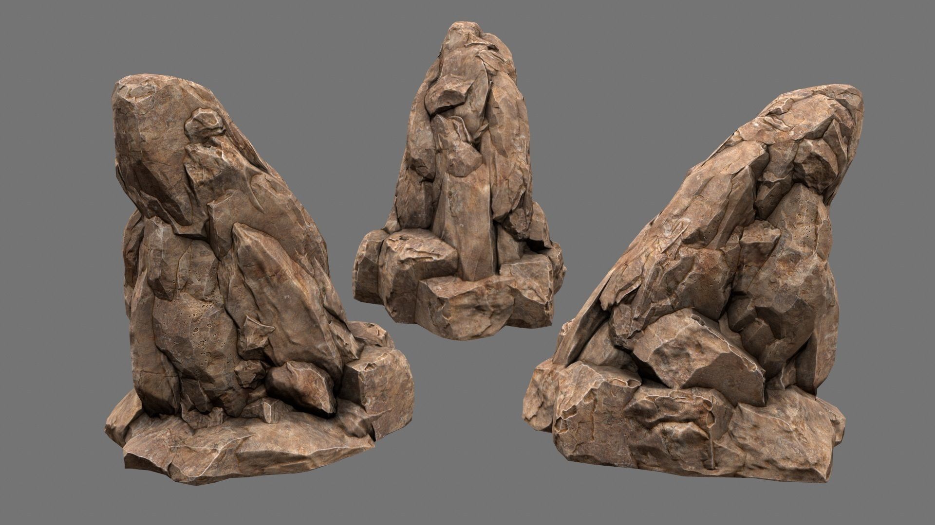 Rock Set rocks for short game Low-poly 3D model_2