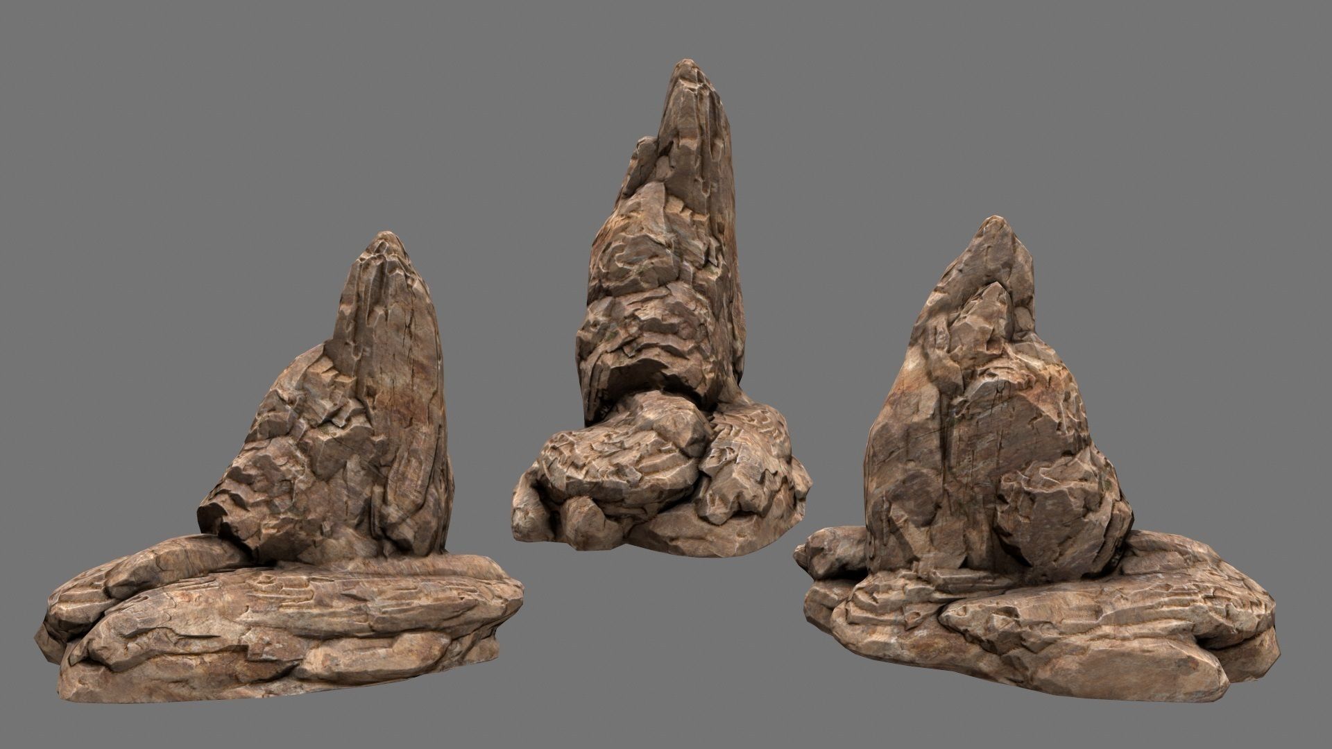 Rock Set rocks for short game Low-poly 3D model_7