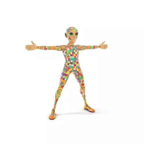 Colorful Robot Mosaic model pack Low-poly 3D model
