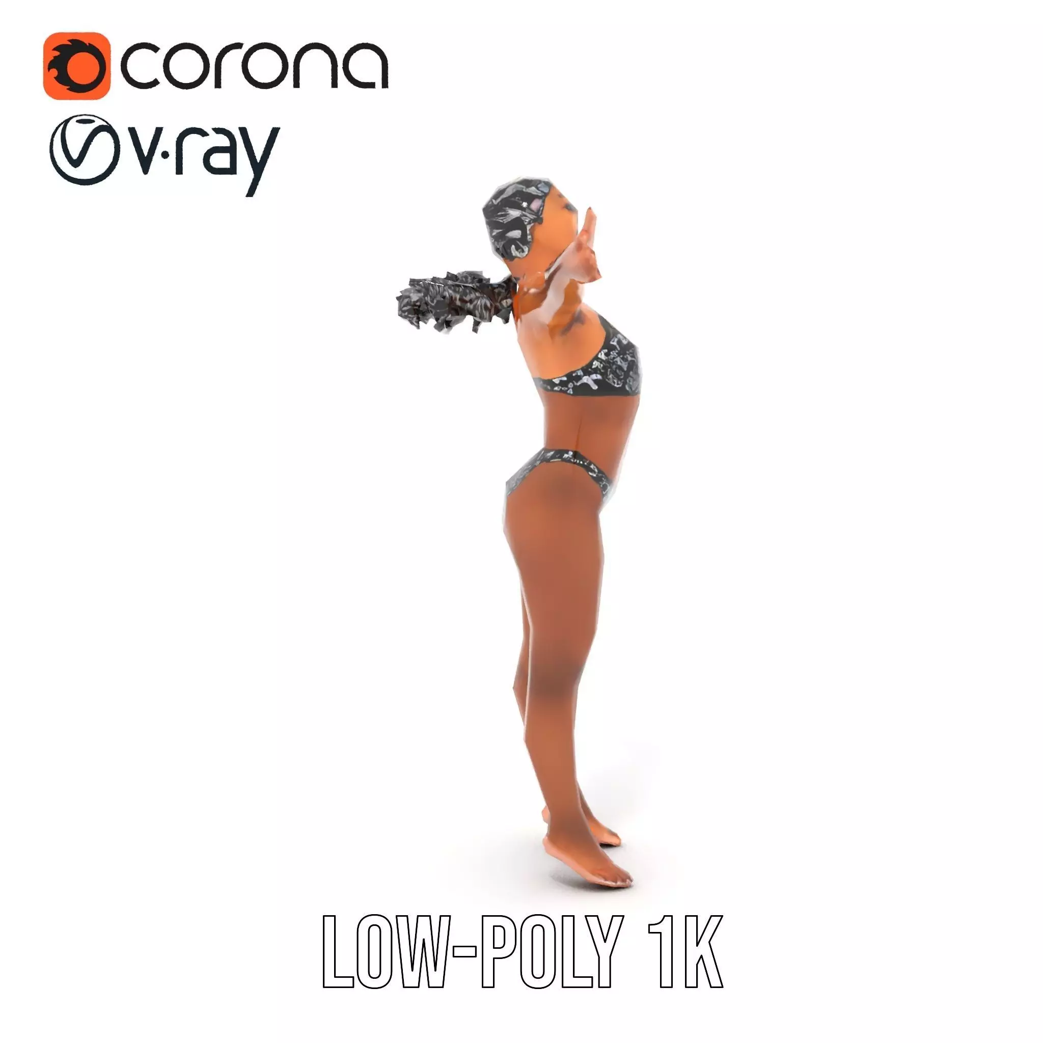 Patterned Swimwear Female model pack Low-poly 3D model_29