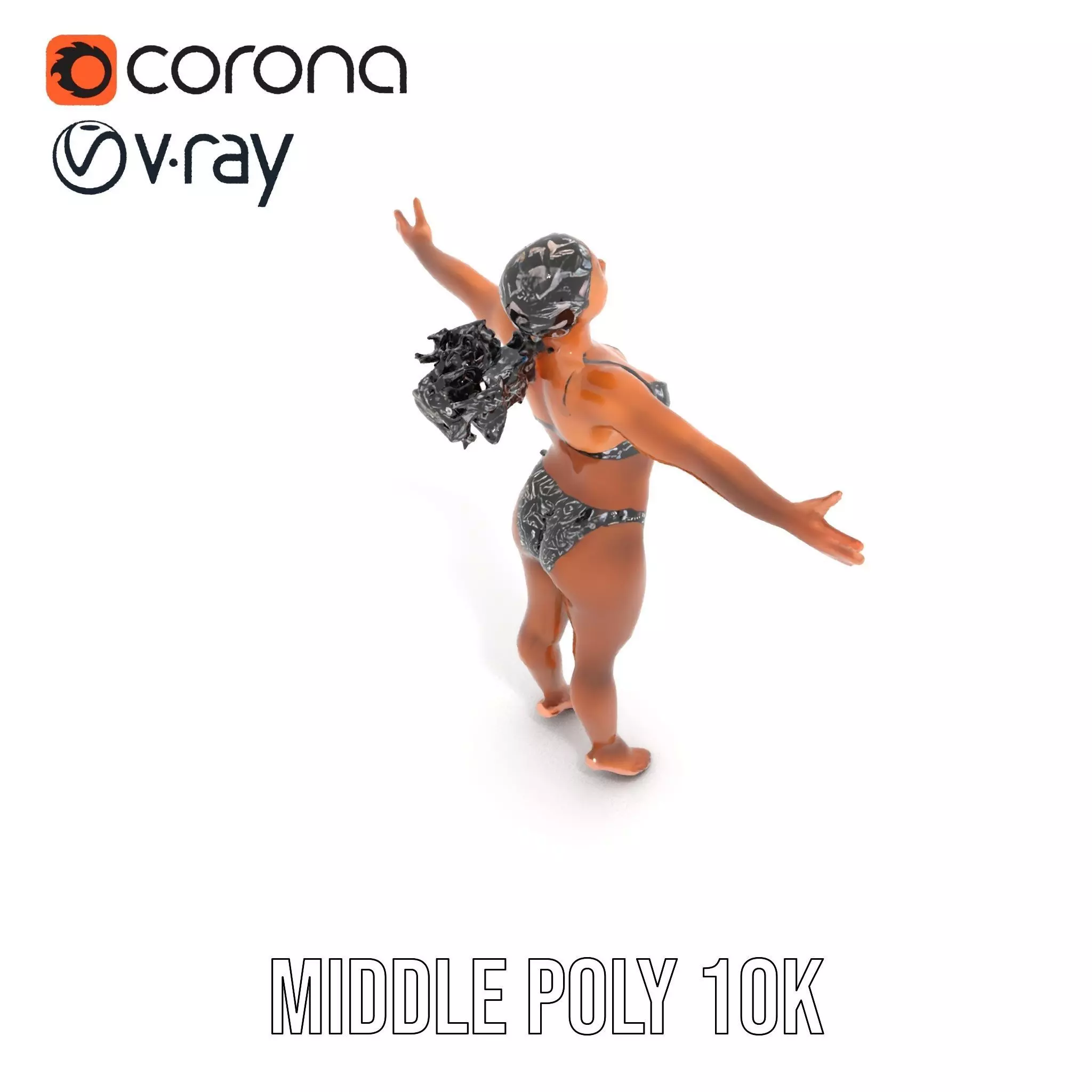 Patterned Swimwear Female model pack Low-poly 3D model_23