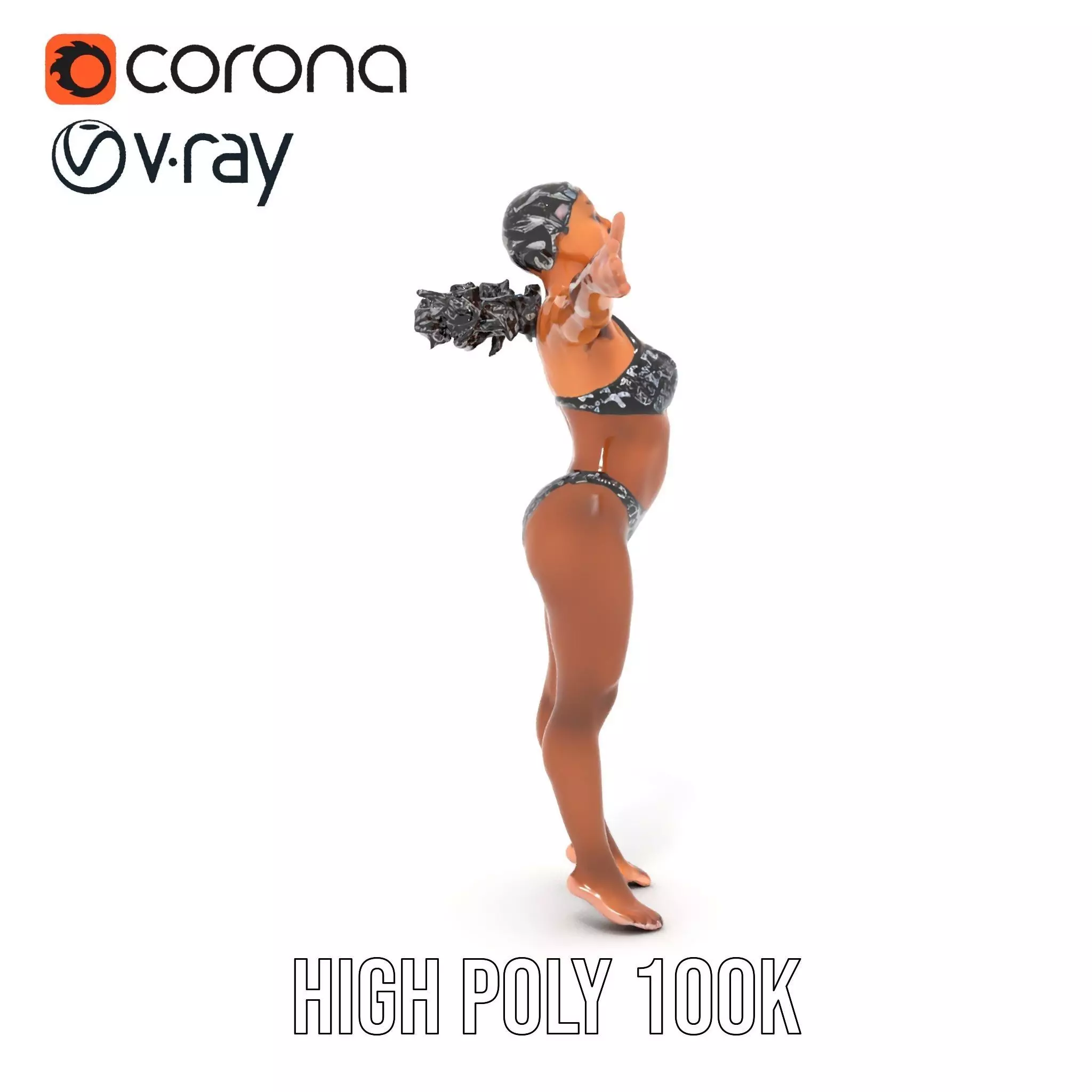 Patterned Swimwear Female model pack Low-poly 3D model_19