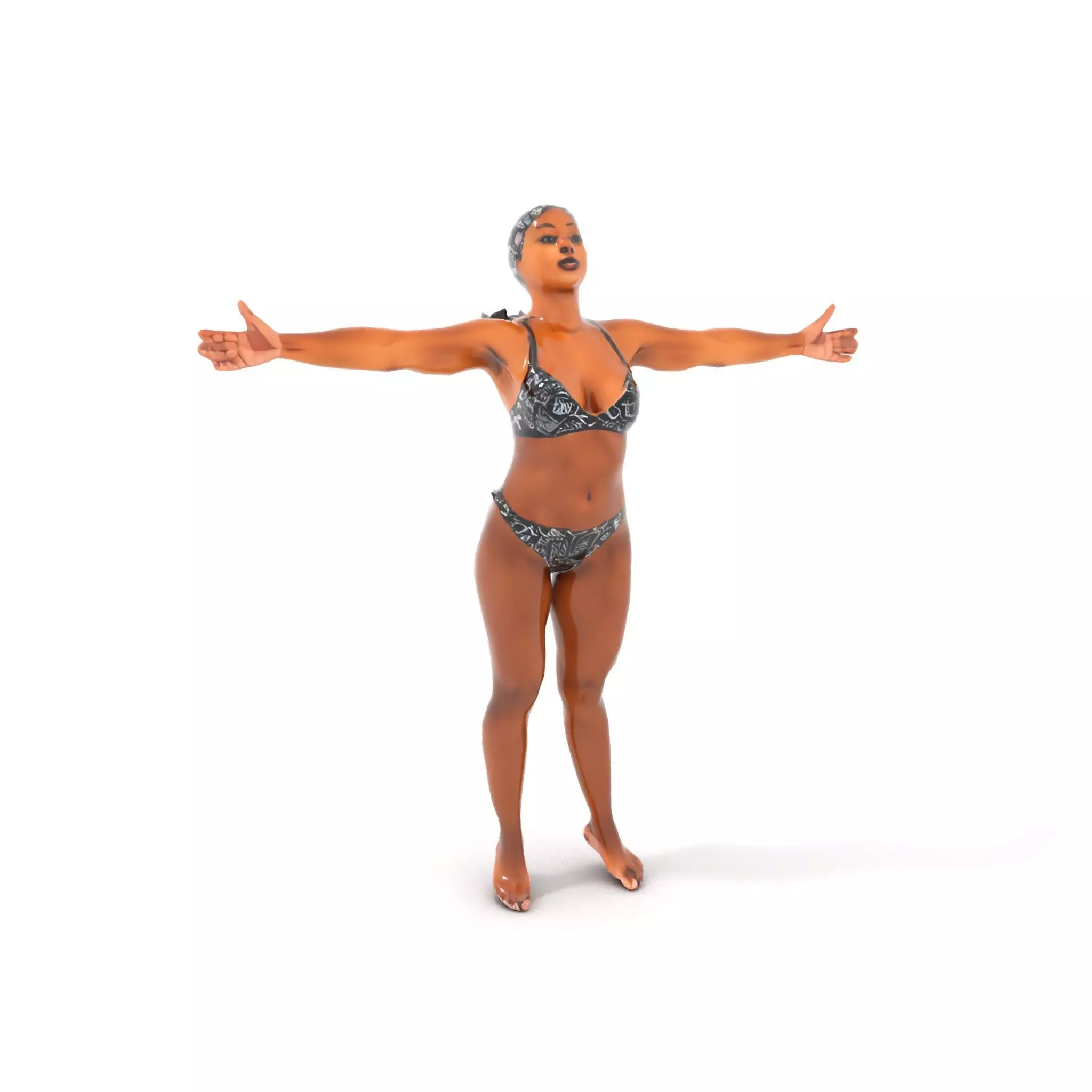 Patterned Swimwear Female model pack Low-poly 3D model_7