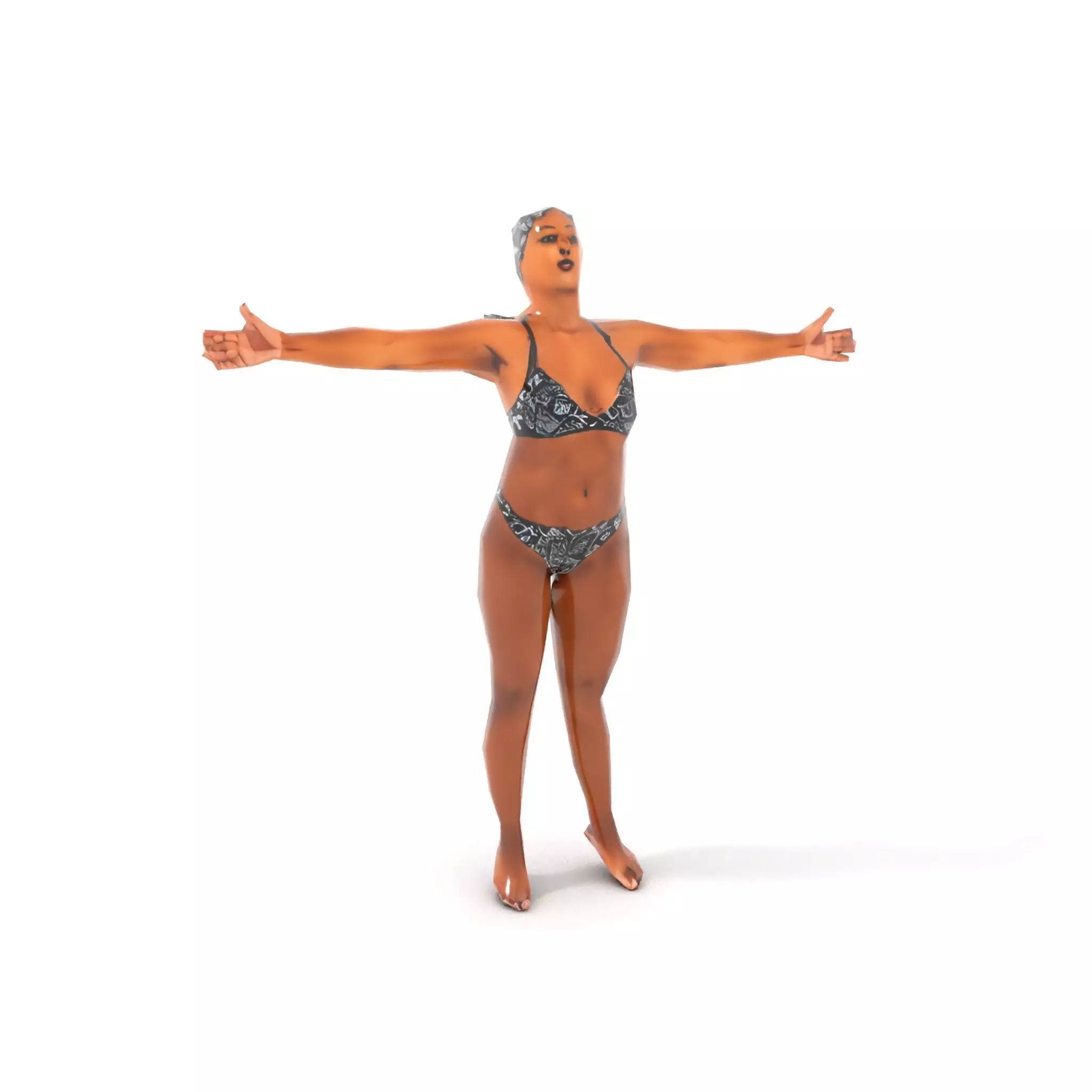 Patterned Swimwear Female model pack Low-poly 3D model_8
