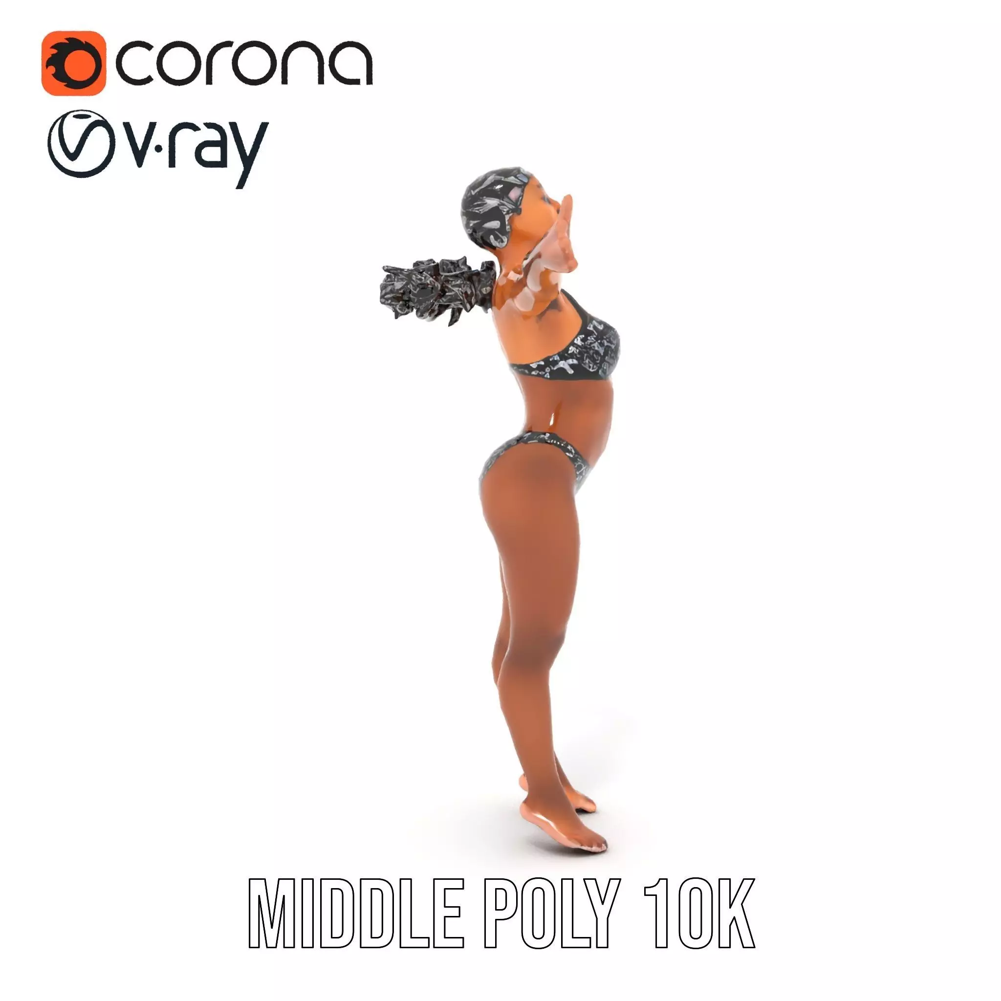 Patterned Swimwear Female model pack Low-poly 3D model_14