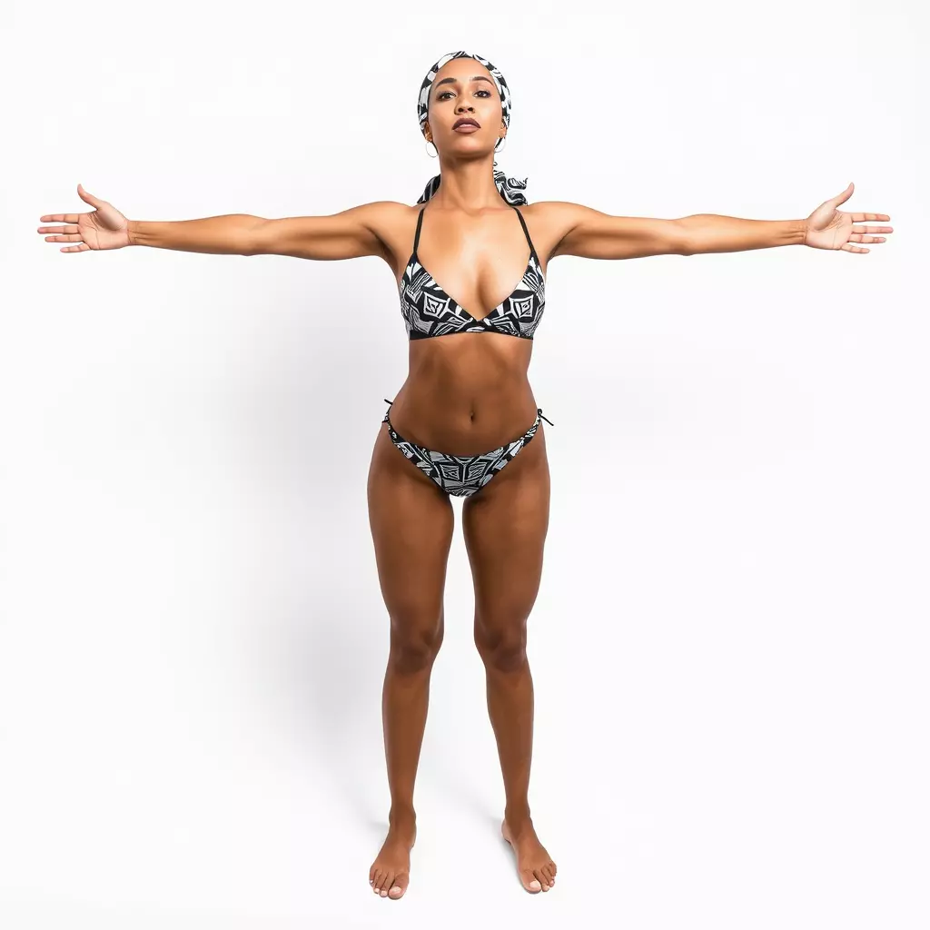 Patterned Swimwear Female model pack Low-poly 3D model_3