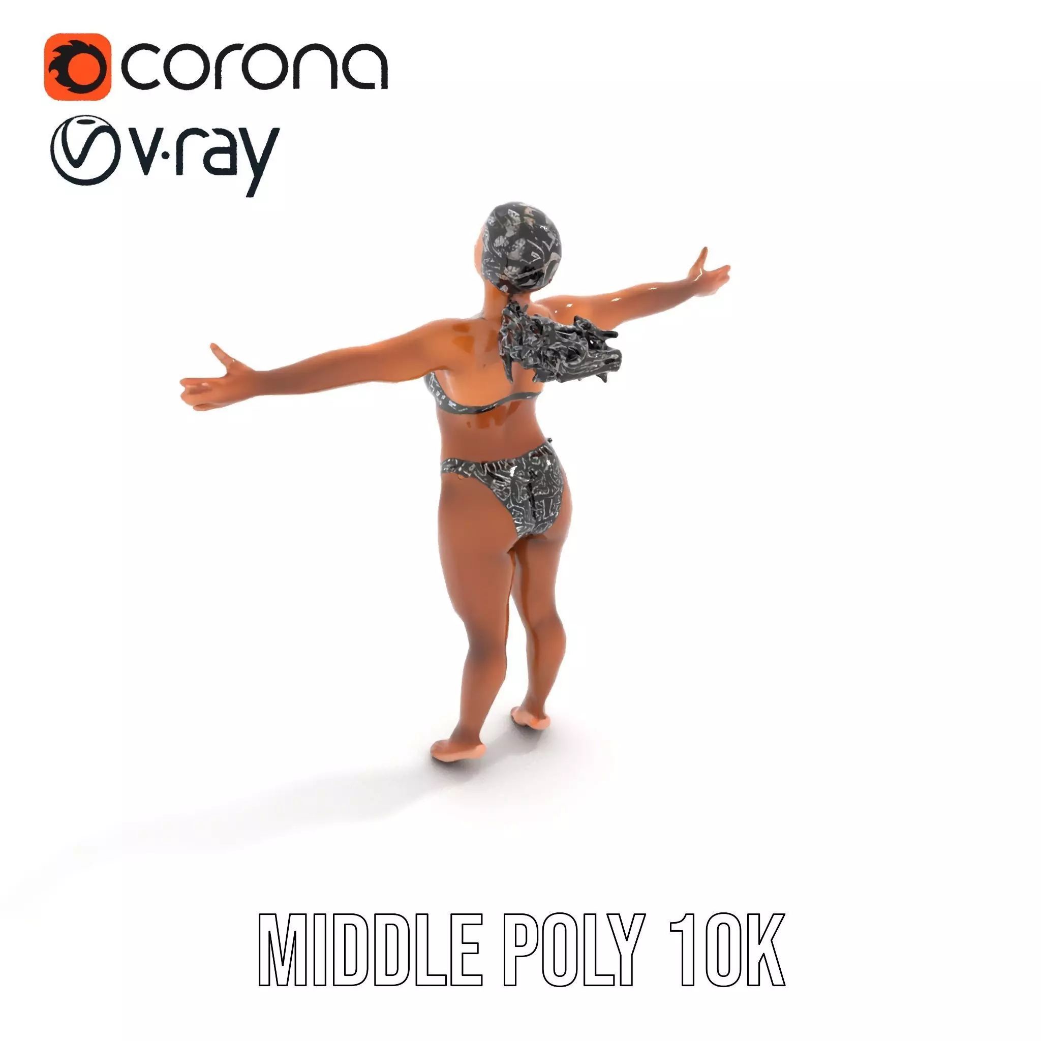Patterned Swimwear Female model pack Low-poly 3D model_20