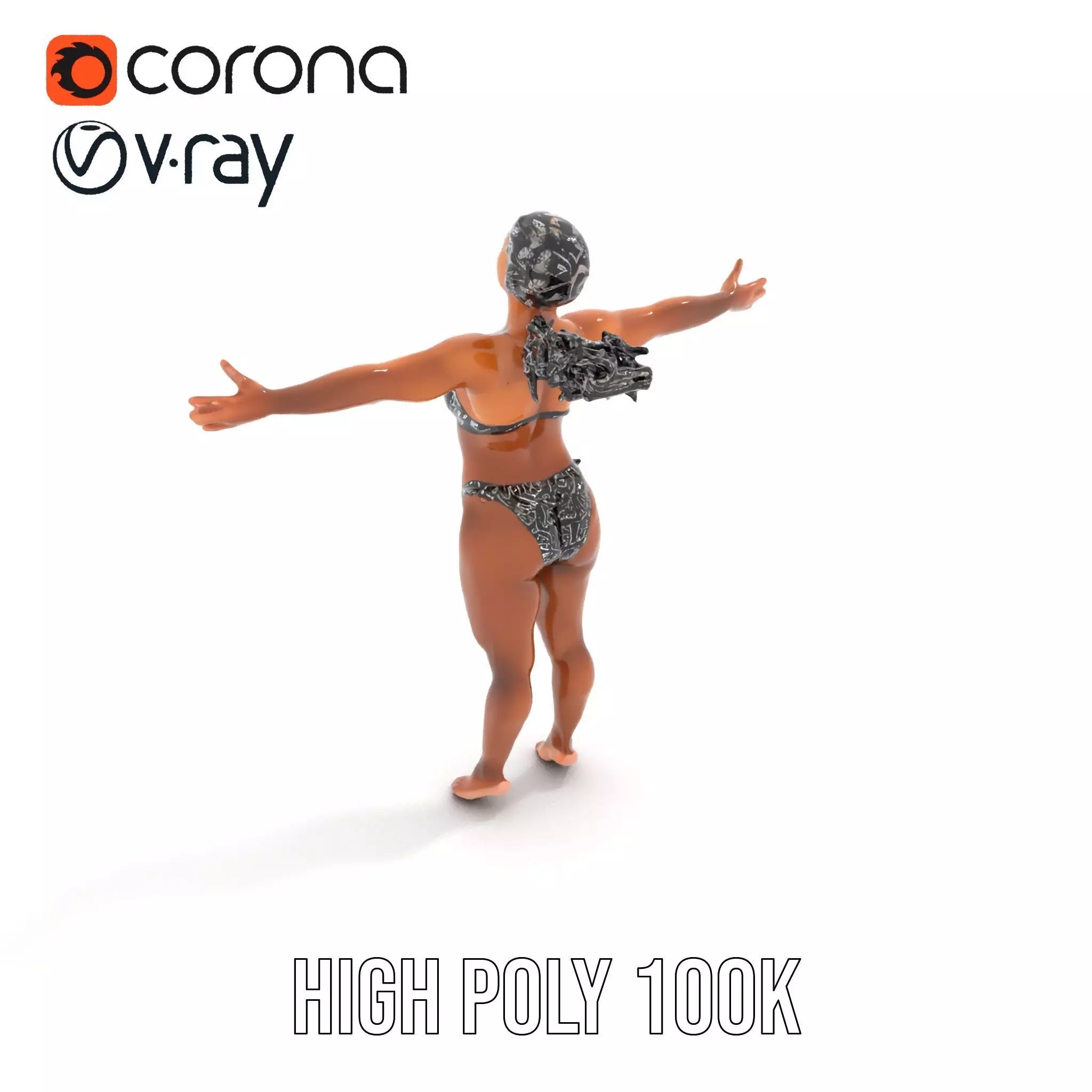 Patterned Swimwear Female model pack Low-poly 3D model_25